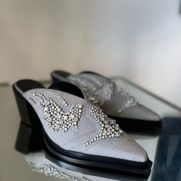 New JIMMY CHOO Cece Mule II 60 Silver Glitter Crystal Mules $2,995 37 - Picture 9 of 15